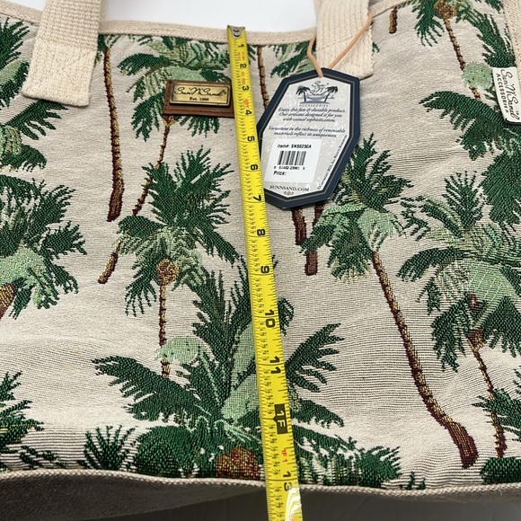 NWT Sun N Sand Beach Bag Cotton Zipped Top Palm Tree Print Pocketbook Tote Bag - Picture 10 of 16